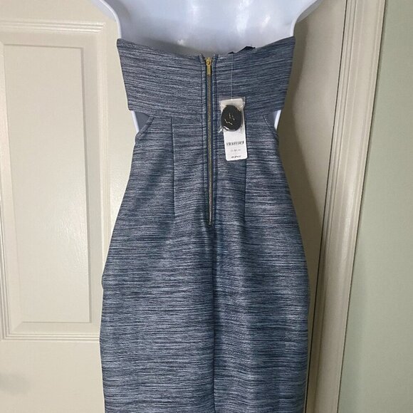 Bebe Blue Strapless Bodycon Dress NWT size XXS - Picture 2 of 7